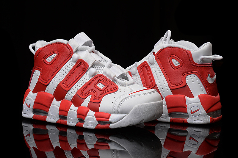 nike air more uptempo men shoes-red/white